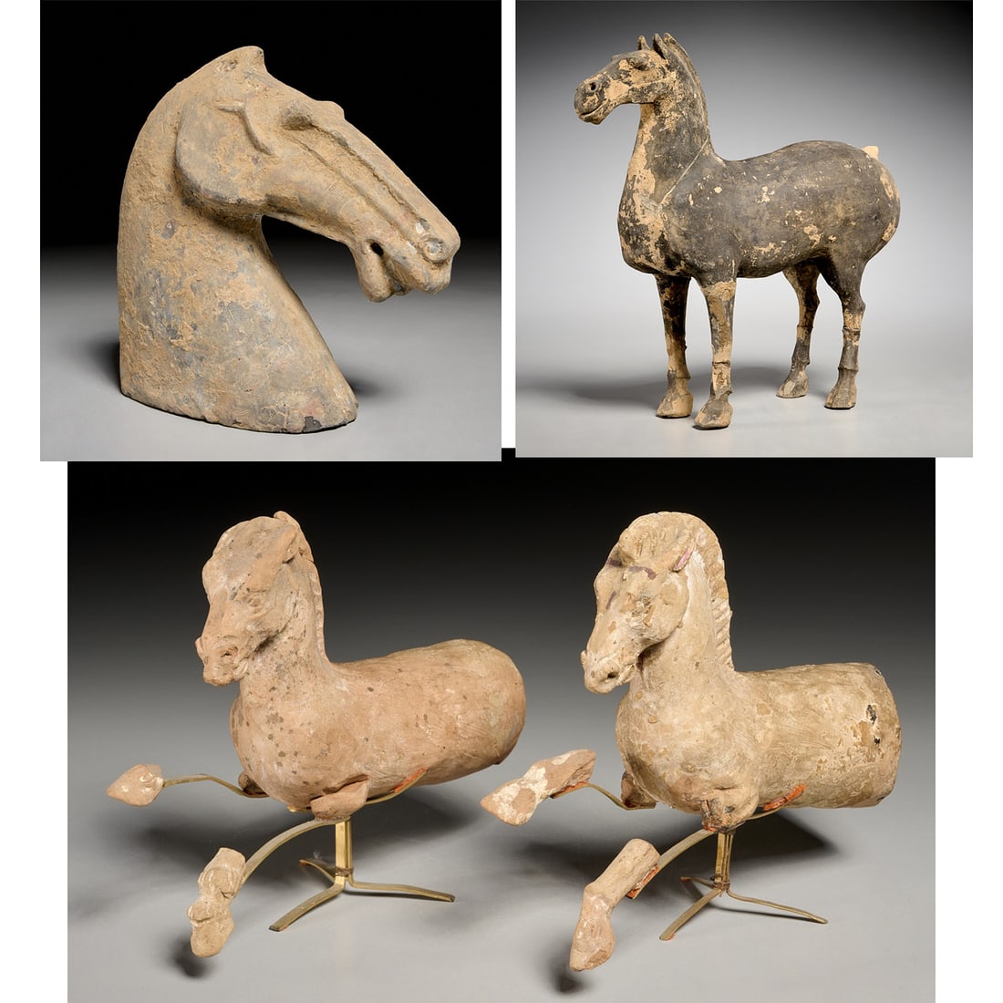 Group Chinese Han style pottery horses (1 of 11)