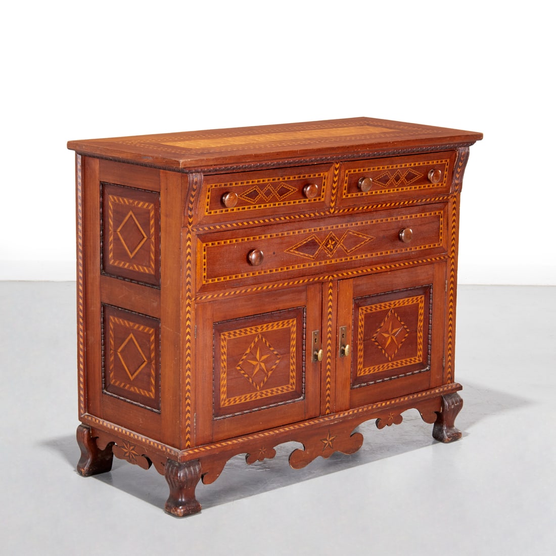 Continental Neoclassic parquetry inlaid cabinet (1 of 7)