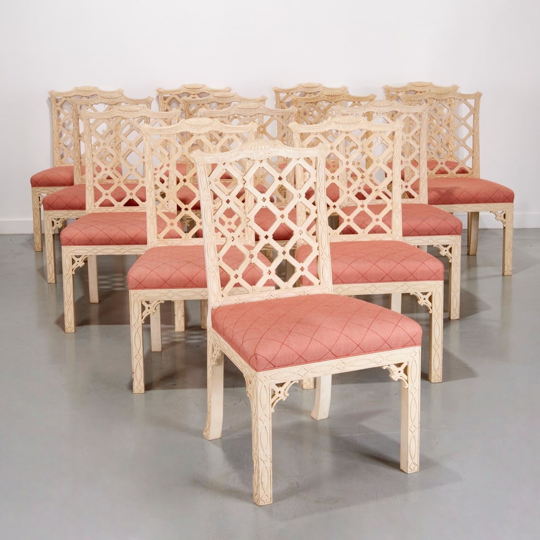 Set (14) Chinese Chippendale style side chairs (1 of 8)