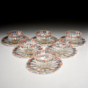 Bohemian enamel glass bowls, Barbara Walters Coll.
