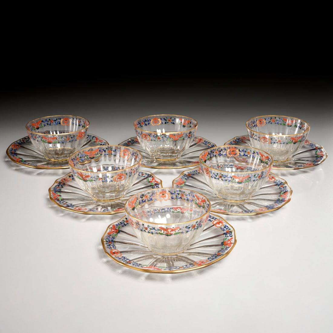 Bohemian enamel glass bowls, Barbara Walters Coll.