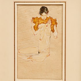 Egon Schiele (after), gouache on paper