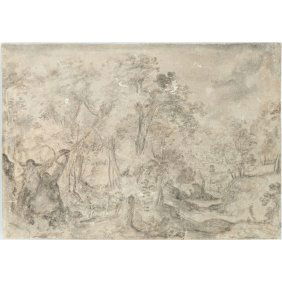 Old Master School, ink wash on paper