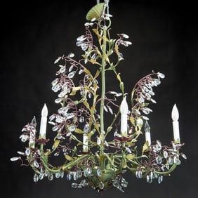 Maison Bagues (style), six light tole chandelier