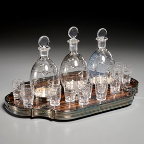 Boin-Taburet Macassar, silver-plate cordials set