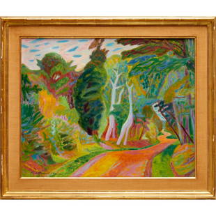 Louis Berthomme Saint-Andre, oil on canvas: Louis Berthomme Saint-Andre, oil on canvas, Louis Berthomme Saint-Andre (France, 1905-1977), Fauvist Landscape, signed lower