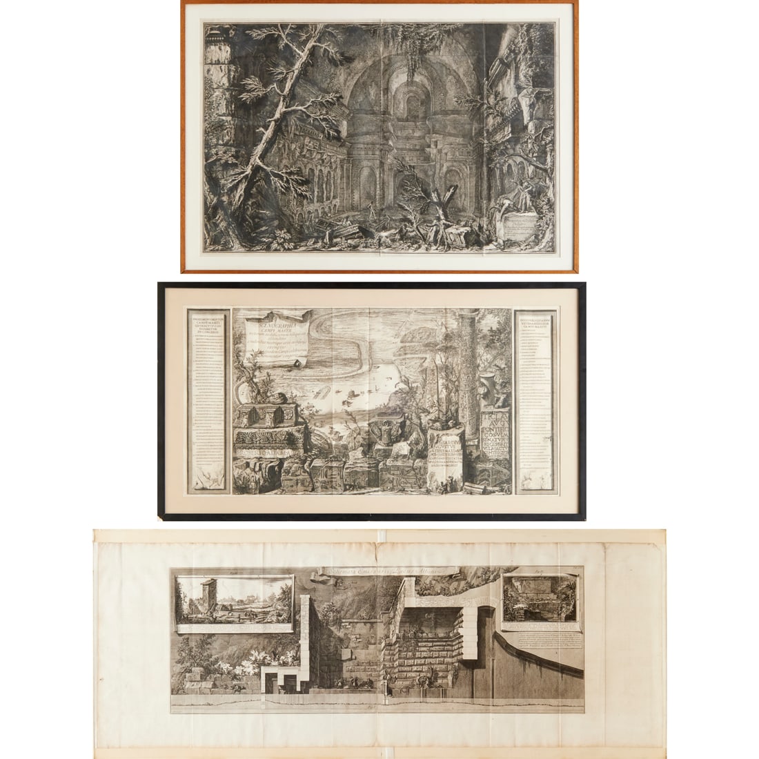 Giovanni Batista Piranesi, (3) large engravings (1 of 9)