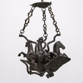 Grand Tour cast bronze figural hanging brazier