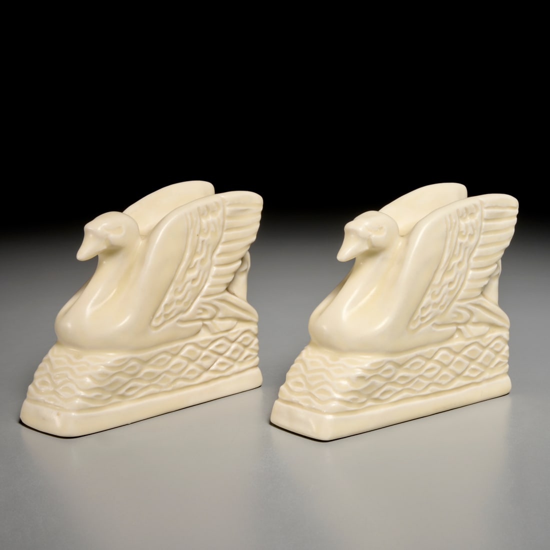 Rare pair Rookwood pottery swan bookends (1 of 8)