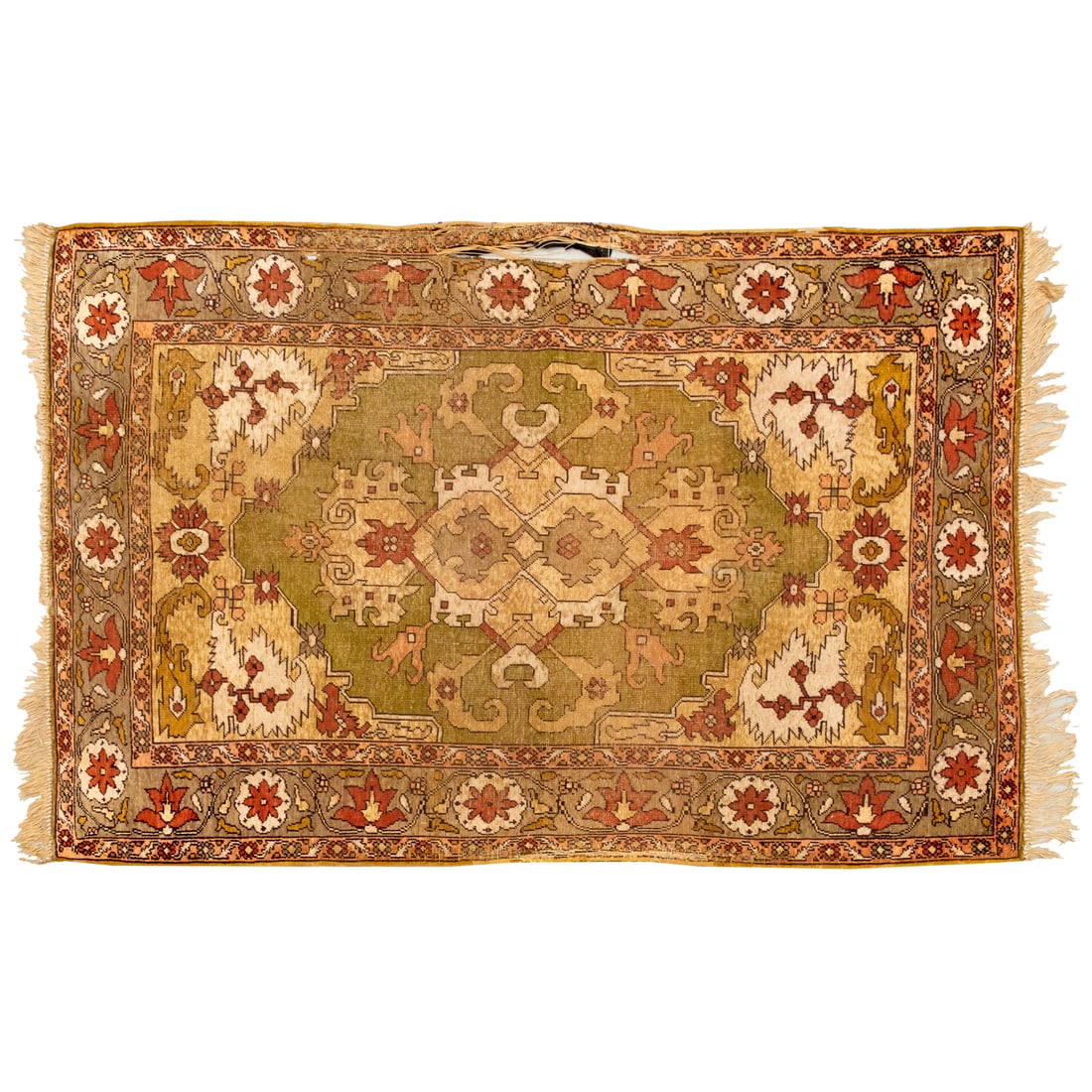 Old Oushak silk pile rug (1 of 7)
