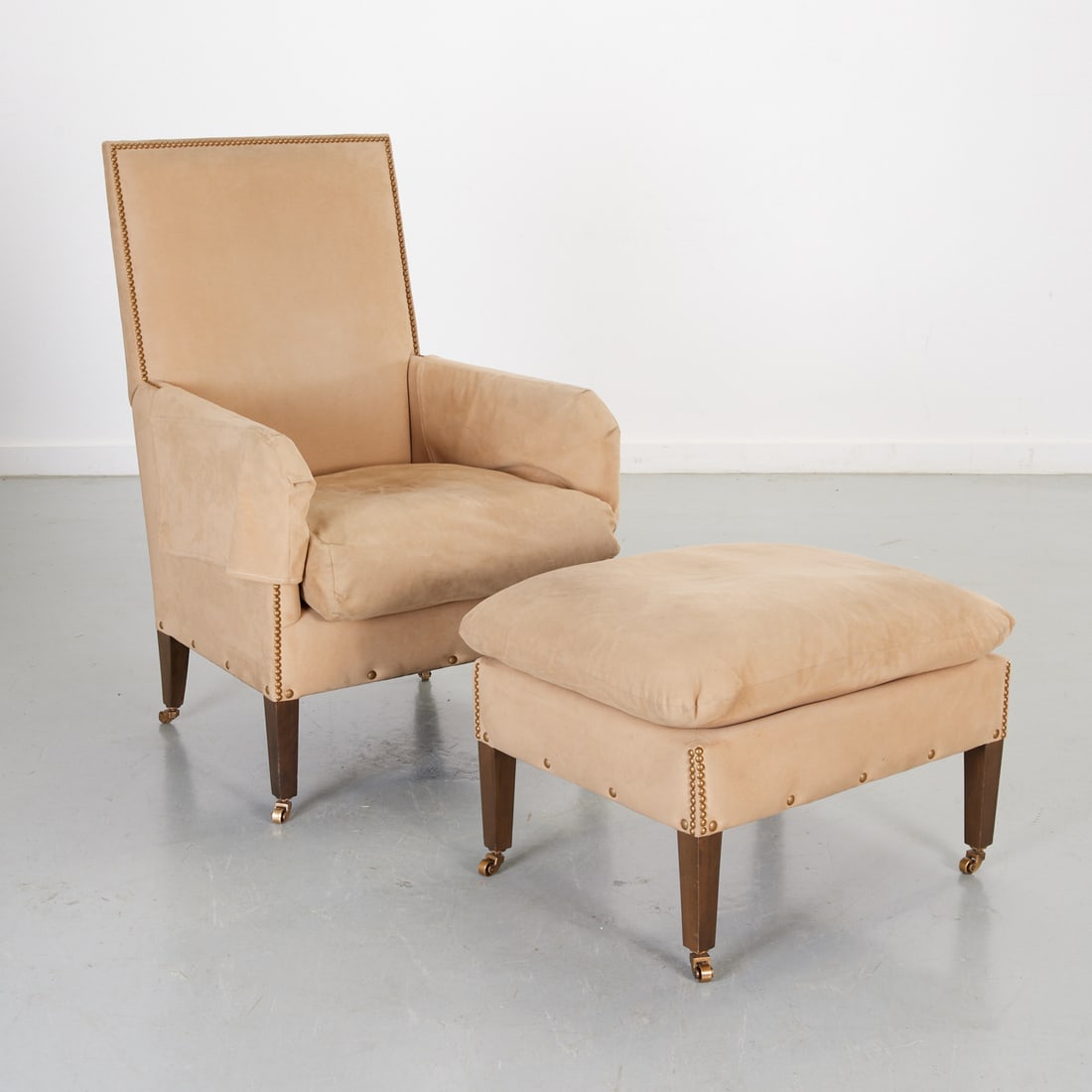 Saladino Furniture, suede arm chair and ottoman (1 of 6)