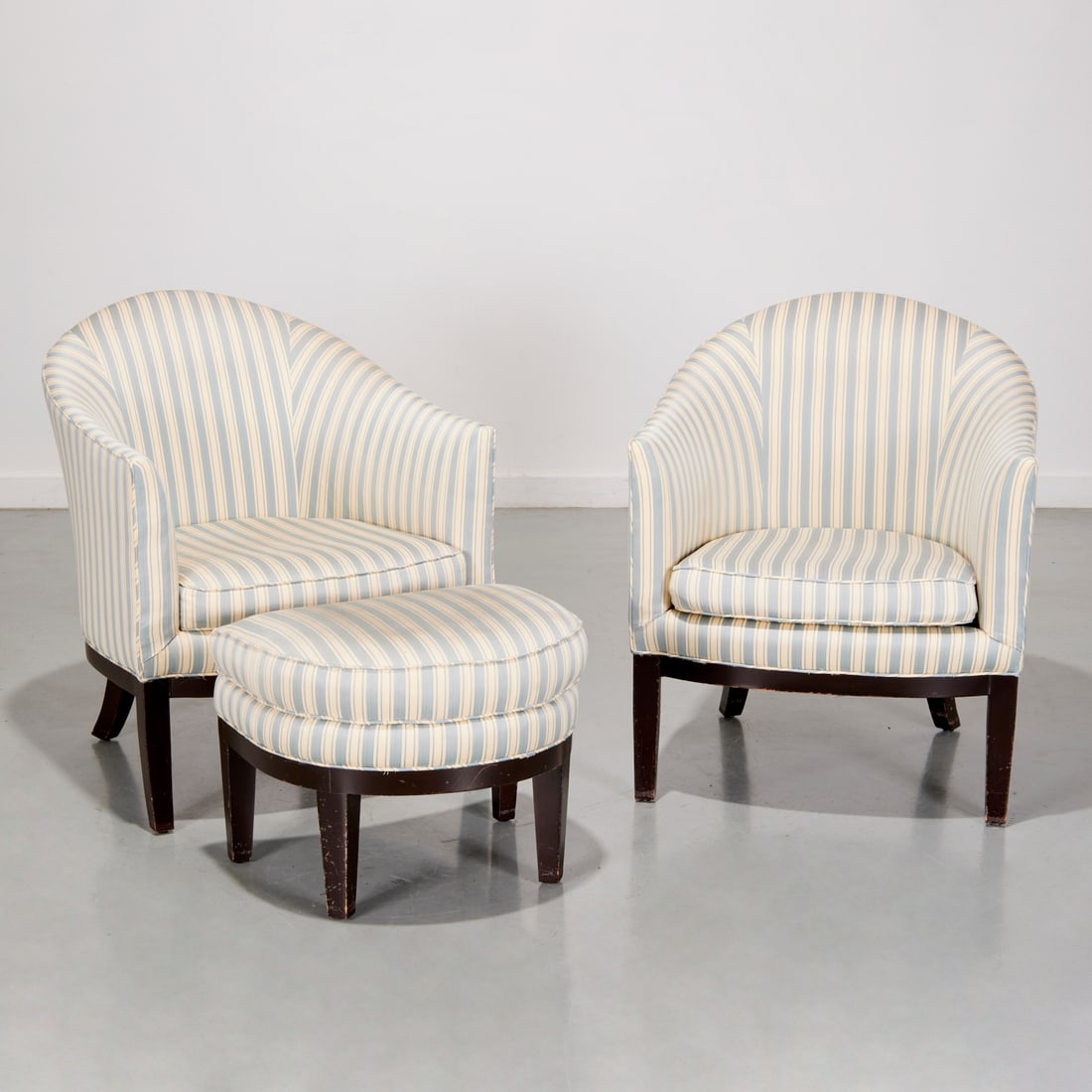 Brunschwig & Fils (attrib) lounge chairs & ottoman (1 of 5)