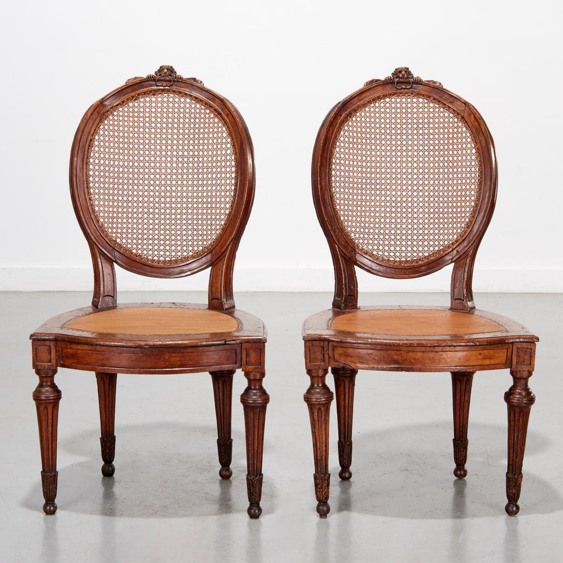Pair Continental Neoclassic walnut chairs (1 of 7)