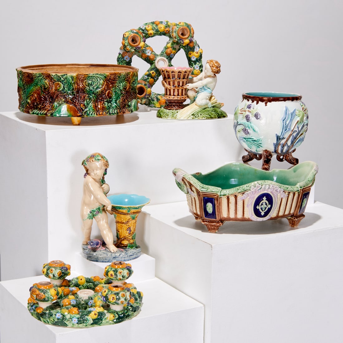 Majolica pottery group, incl. Minton (1 of 10)
