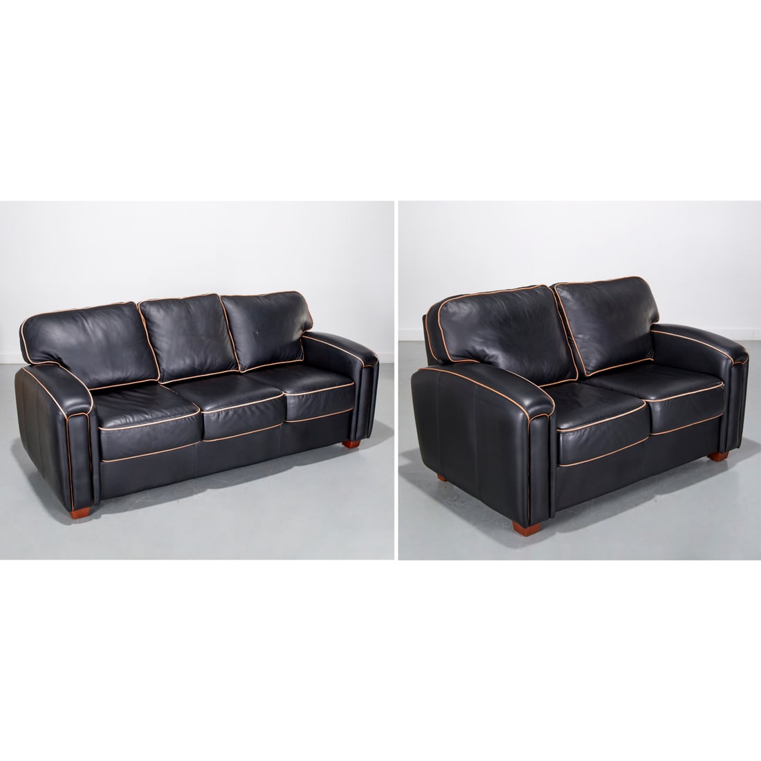 Art Deco style leather sofa and loveseat (1 of 10)