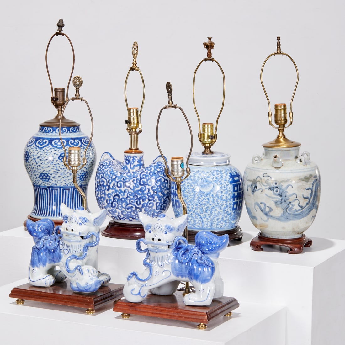(6) Chinoiserie blue & white porcelain table lamps (1 of 6)