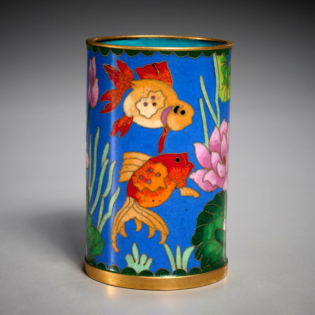 Chinese cloisonne enamel brush pot (1 of 5)