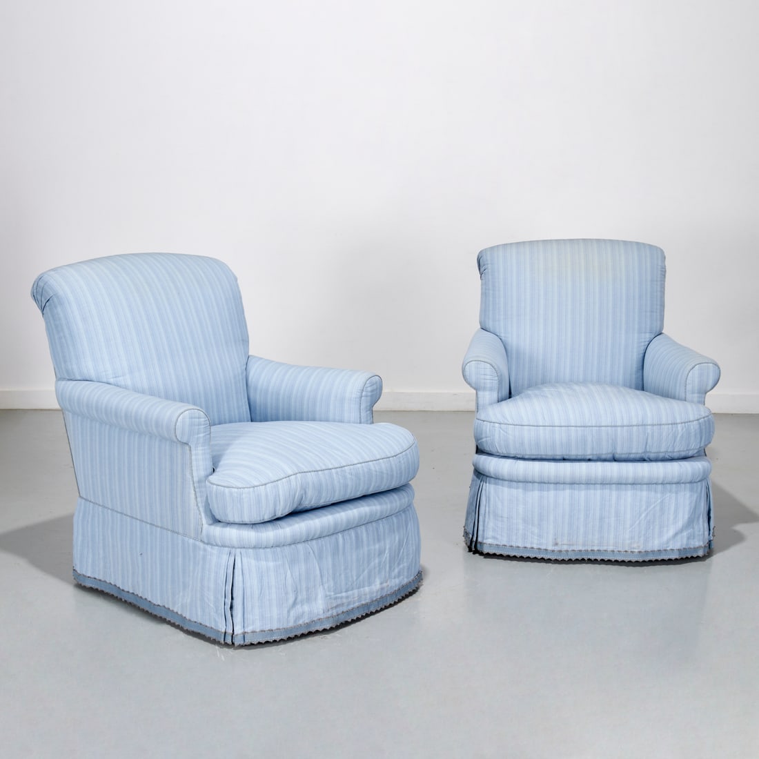 Pair custom upholstered swivel club chairs (1 of 4)