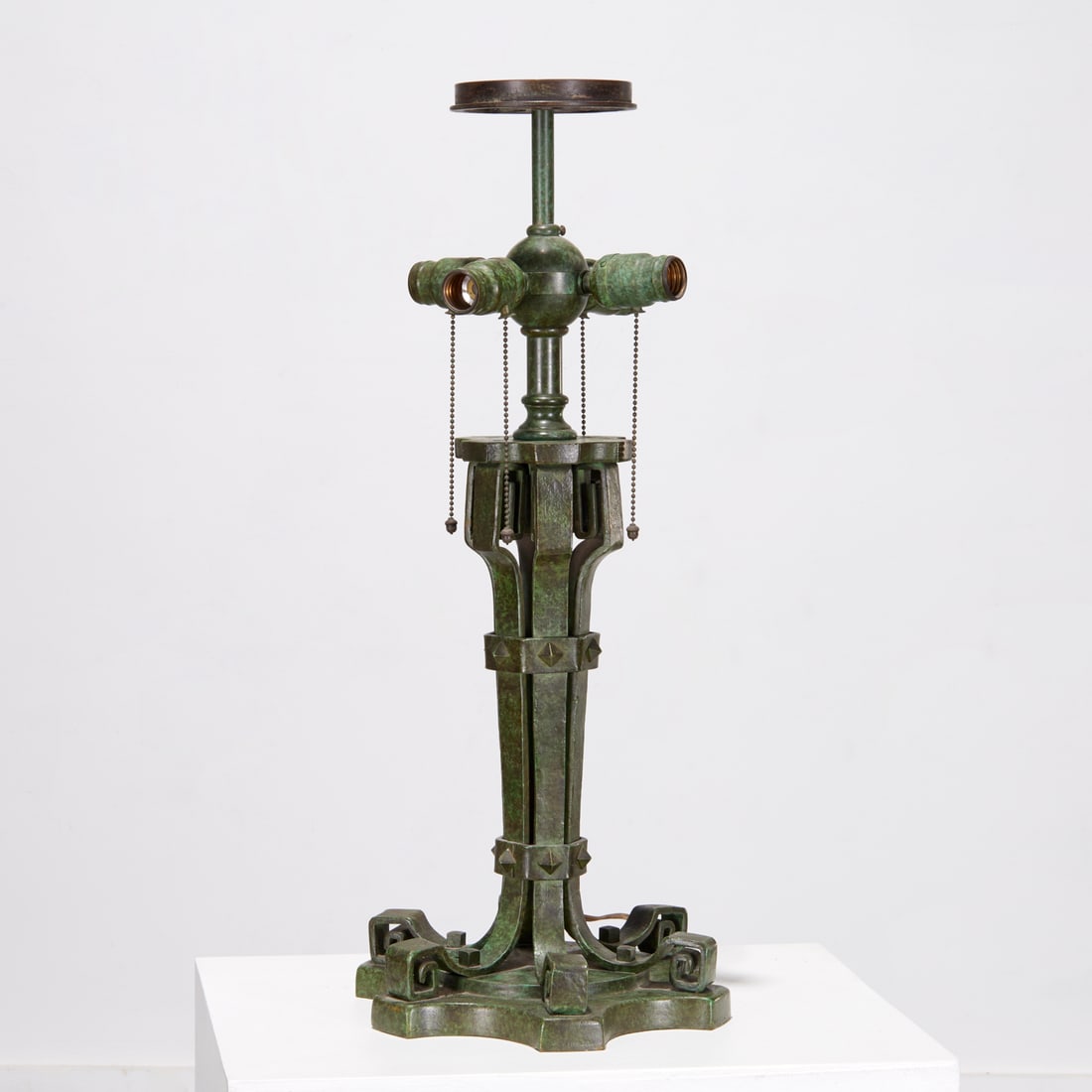 Arts & Crafts iron lamp base with Hubbell sockets (1 of 5)