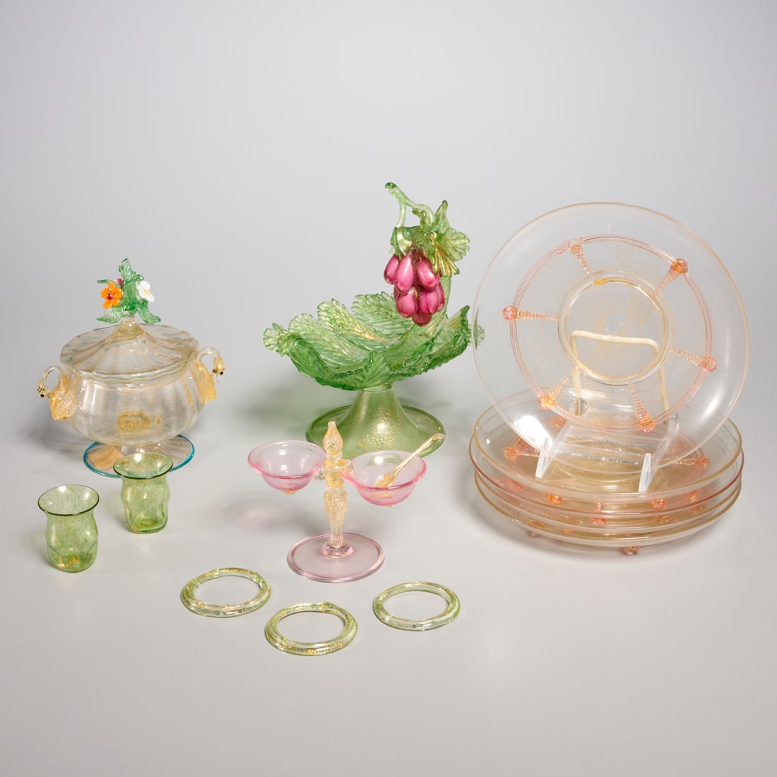 Group Salviati & Barovier style glass tablewares (1 of 9)
