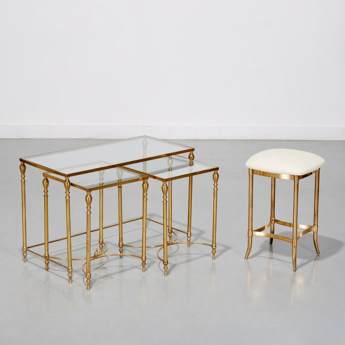 Jansen style nesting table set and vanity stool (1 of 5)