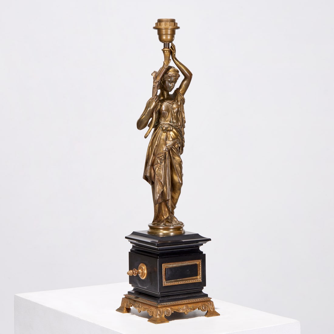 Victorian gilt bronze figural lamp, signed Moreau (1 of 9)