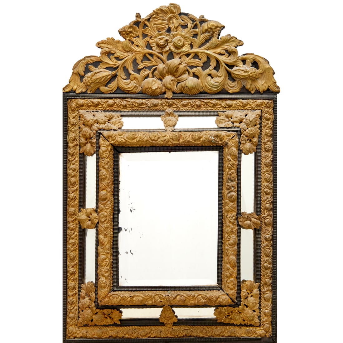 Dutch Baroque style brass repousse mirror (1 of 8)