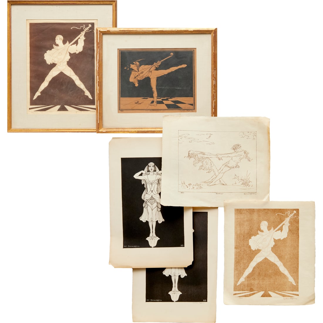 Malvina Hoffman, (6) lithographs: Malvina Hoffman, (6) lithographs, Malvina Hoffman (American, 1885-1966), (2) matted and framed, each pencil signed, 18.25"h x 20.75"w and 22.75"h x 18.75"w (frames); (4) loose and unframed, one pencil