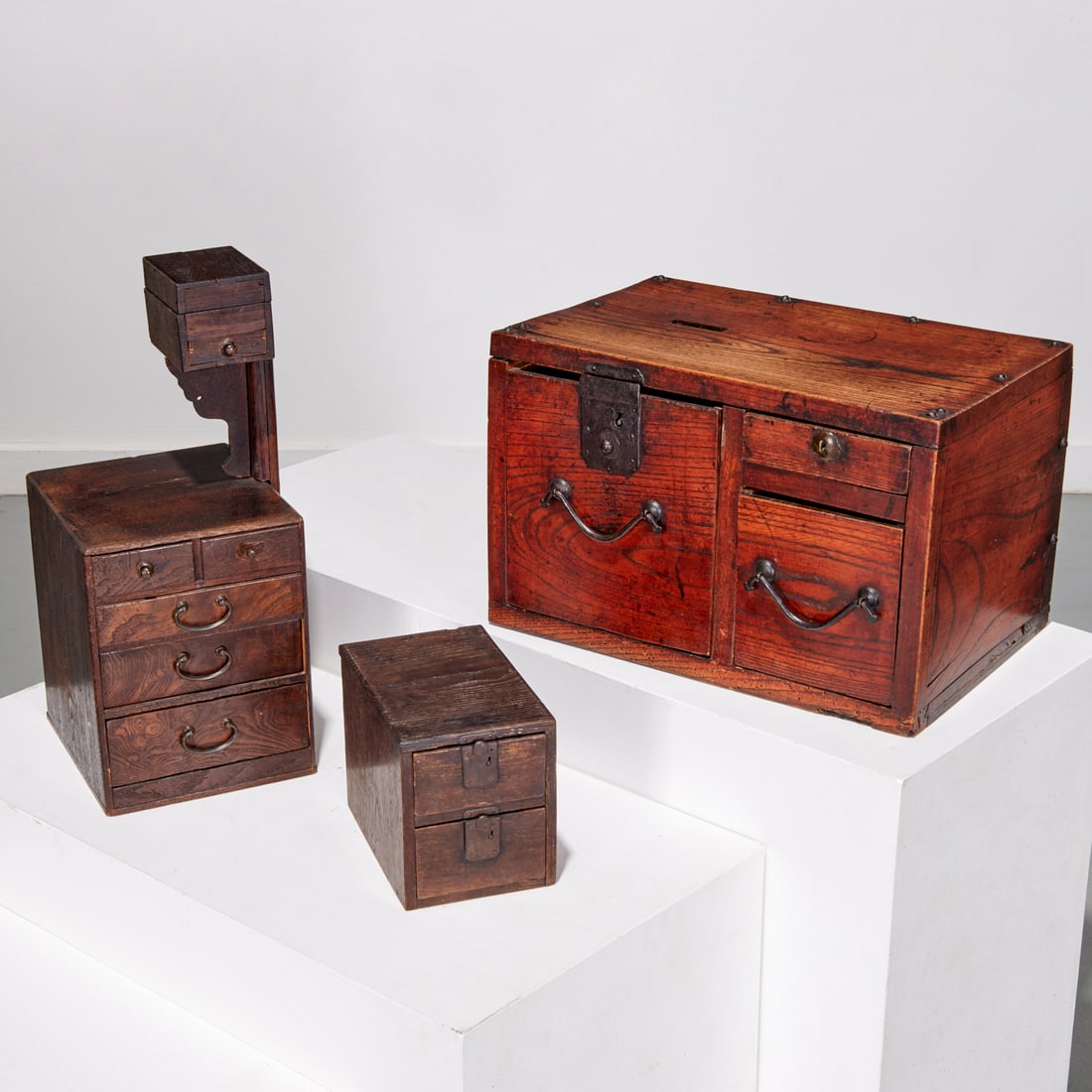 Group (3) antique Japanese tansu boxes (1 of 10)