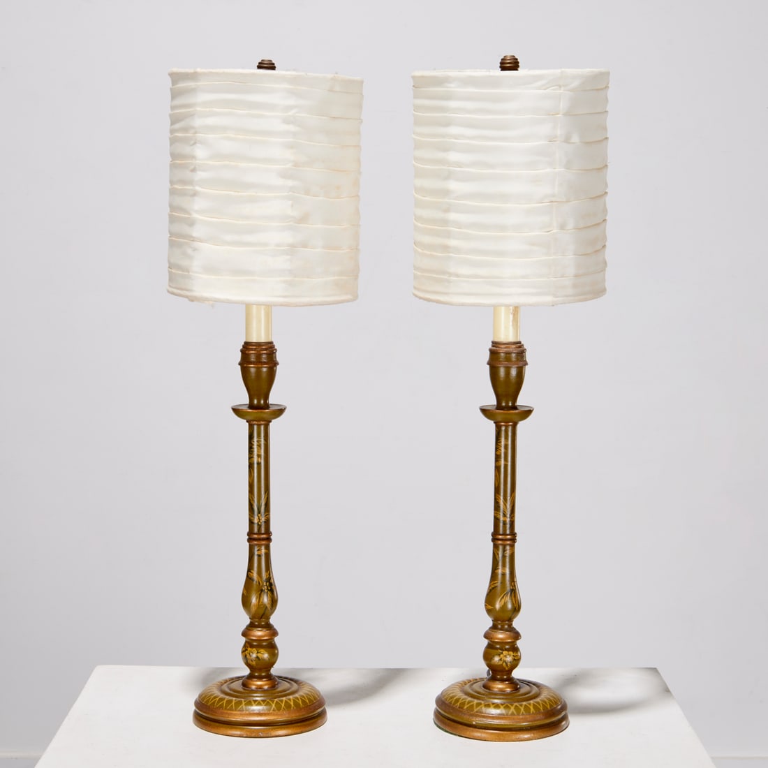 J.A. Collection, pair painted candlestick lamps (1 of 7)