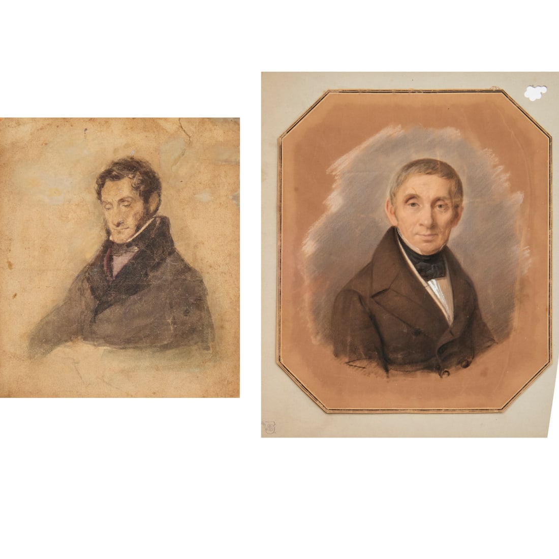 English School, (2) pastel portraits (1 of 7)