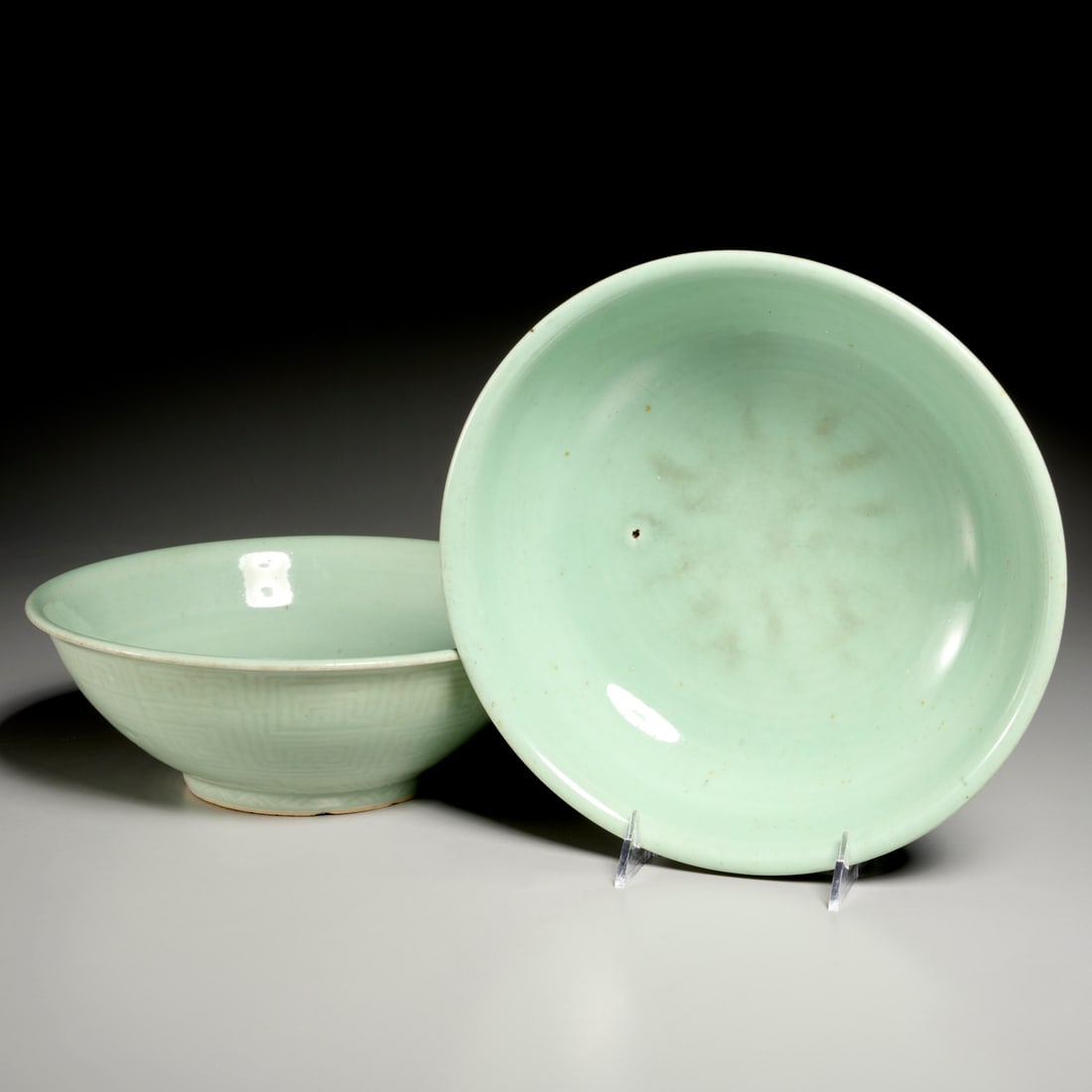 Pair large Korean celadon bowls (1 of 6)