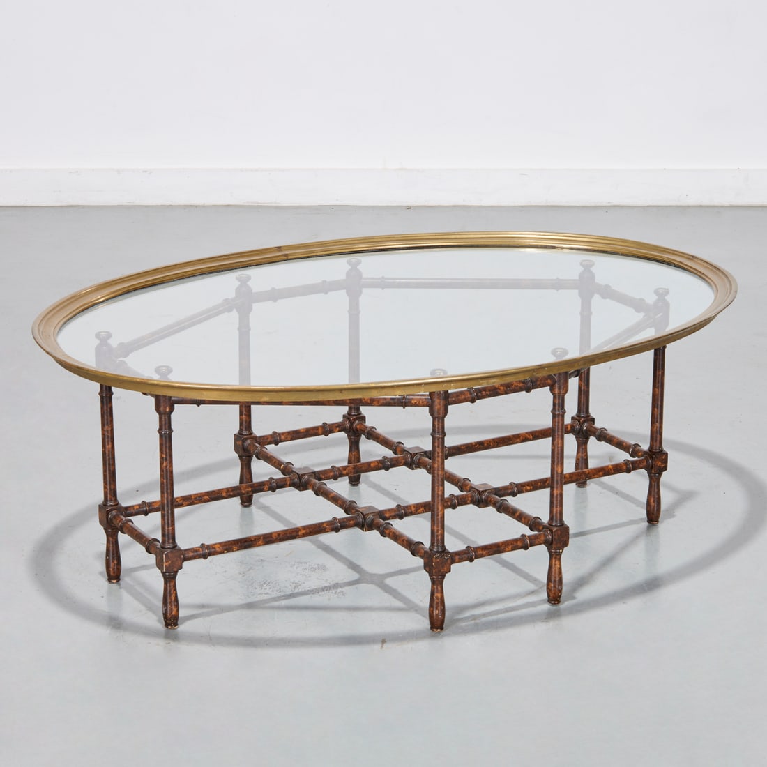 Faux bamboo glass top coffee table (1 of 4)