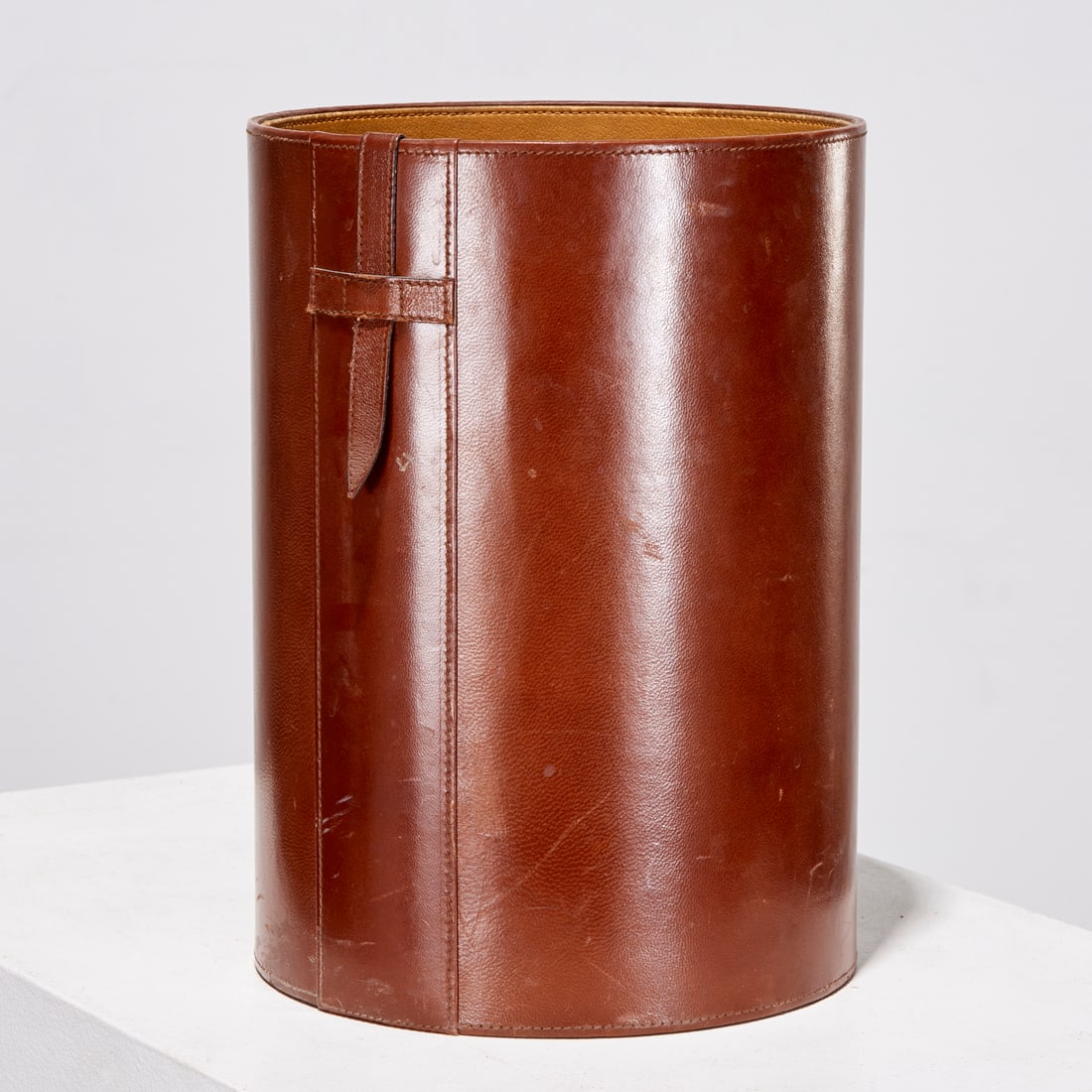 Brooks Brothers leather clad waste receptacle (1 of 7)