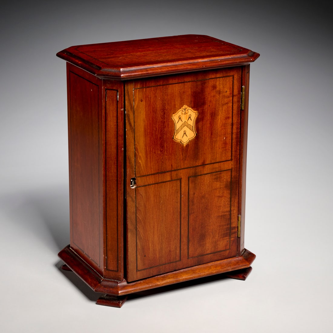 English inlaid mahogany miniature cabinet (1 of 6)
