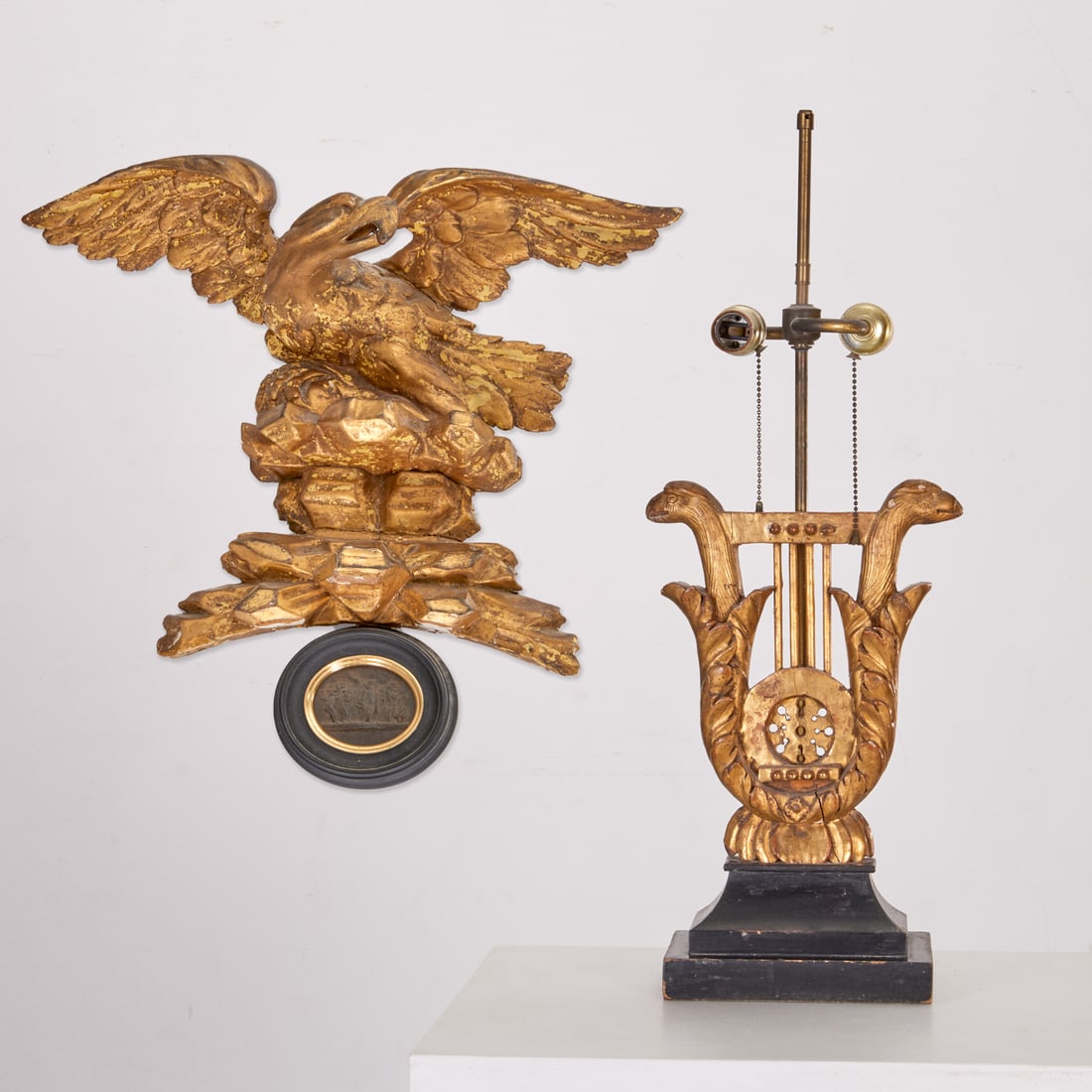 (2) Antique carved giltwood eagle crests (1 of 8)