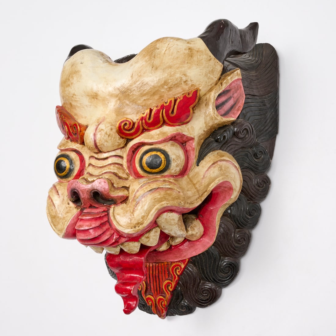 Large Tibetan polychrome painted mask (1 of 7)