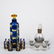 1313: (2) Art Deco cut colored glass whiskey sets