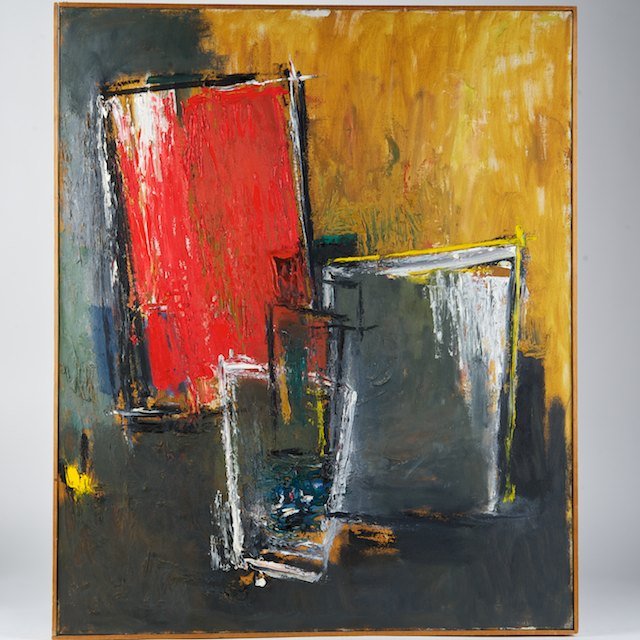 Albert Kotin (1907-1980, American), painting: Albert Kotin (1907-1980, American), painting: "The Party IV", 1964, oil on canvas, signed and dated on verso, 36.25" x 30" (stretcher), strip frame - Condition Report: overall good and original - Prov