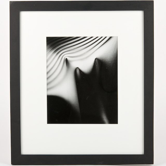 Gyorgy Kepes (1906-2001, American), photograph: Gyorgy Kepes (1906-2001, American), photograph: Untitled abstract with ripples, 1974-75, silver gelatin print, apparently unsigned on recto, inscribed on mount verso, 9.25" x 7.5" (sight), matted and 