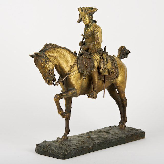 Jean-Leon Gerome (1824-1924, French), bronze: Jean-Leon Gerome (1824-1924, French), bronze: Frederick the Great, bronze with gold patina signed "J.L. GEROME", inscribed with Siot Fondeur foundry mark, 16"h x 15.5"l x 4.75"w - Condition Report: ov