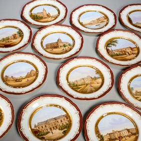 Set (12) Sevres style porcelain cabinet plates