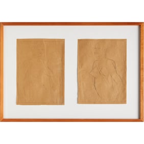 James Brown, (2) graphite drawings, 1981