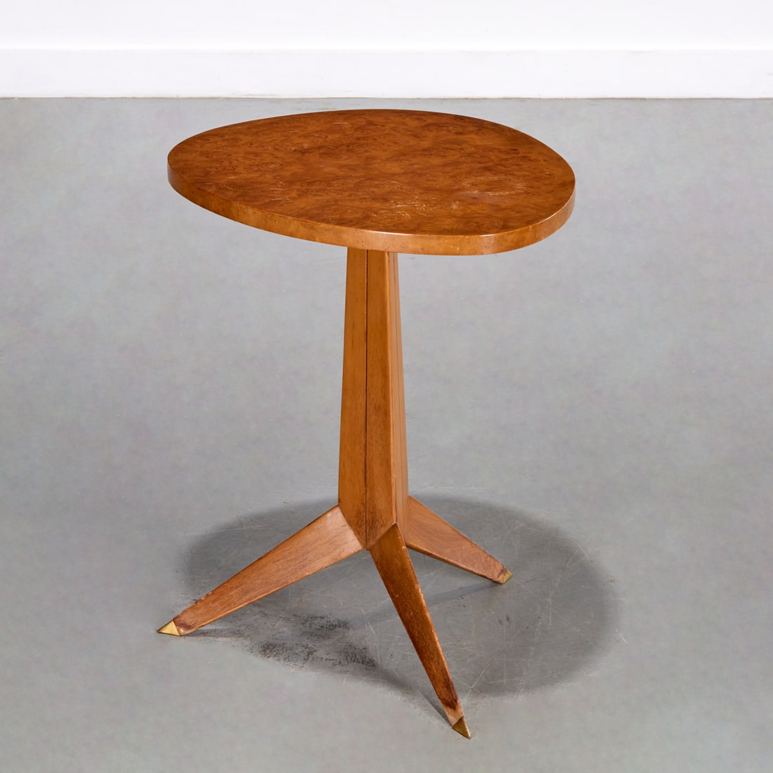 MCM Widdicomb burlwood tripod table (1 of 6)