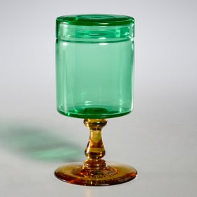 Frederick Carder signed Steuben lidded jar