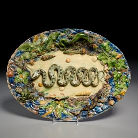 Joseph Landais, palissyware platter, ex museum