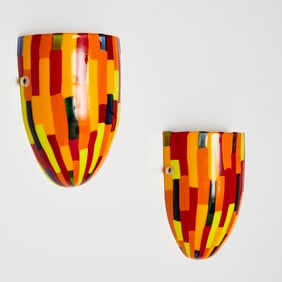 Pair Murano glass "Pezzato" wall sconces