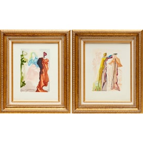 Salvador Dali, (2) Divine Comedy woodblock prints