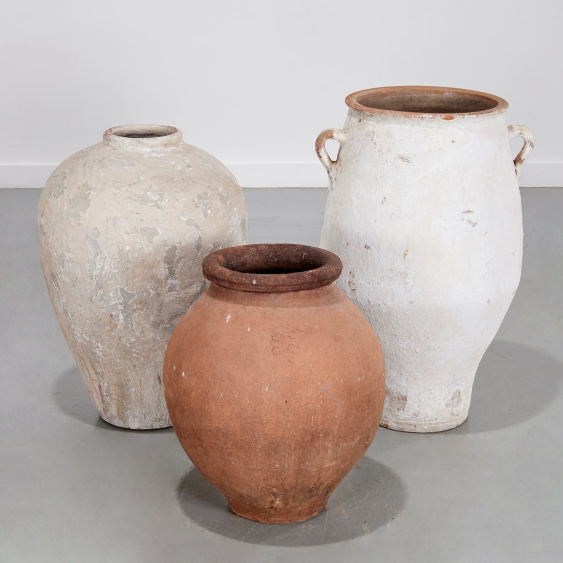 (3) antique earthenware storage jars (1 of 7)