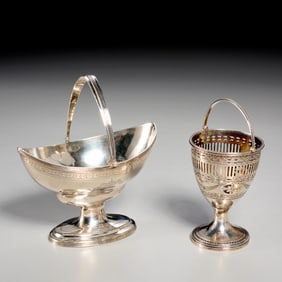 (2) George III sterling sugar baskets, ex museum